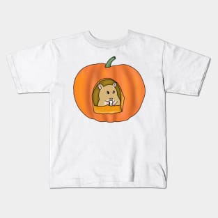 Cute goldren gerbil in a pumpkin Kids T-Shirt